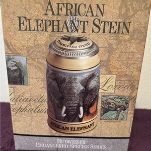Vintage Budweiser Endangered Species Series Lidded Stein -African Elephant NEW